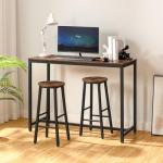 HOOBRO Bar Stools, Barstools Set of 2,Counter Height Barstools, 24.8" Bar Stools for Kitchen Island, Industrial Bar Chairs, for Dining Room, Kitchen, Bar, Rustic Brown and Black BF07BY01G1