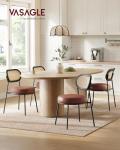 VASAGLE Dining Chairs, Set of 4 Accent Chair for Dining Room Kitchen, with Boho PE Rattan Back, Synthetic Leather Upholstery, Coffee Brown ULDC160K24