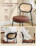 VASAGLE Dining Chairs, Set of 4 Accent Chair for Dining Room Kitchen, with Boho PE Rattan Back, Synthetic Leather Upholstery, Coffee Brown ULDC160K24
