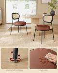 VASAGLE Dining Chairs, Set of 4 Accent Chair for Dining Room Kitchen, with Boho PE Rattan Back, Synthetic Leather Upholstery, Coffee Brown ULDC160K24