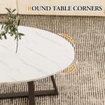 Wolawu Coffee Table Small Oval Table,White Faux Marble Table for Living Room, Modern Center Tea Tables for Small Space,Wooden Tables End Tables with Sturdy Black Metal Leg