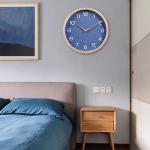 Kesin Wall Clock 12 Inch Silent Non Ticking Wood Wall Clocks Battery Operated - Wooden Blue Modern Simple Clock Decorative for Kitchen,Living Room,Bedroom,Kid’s Room