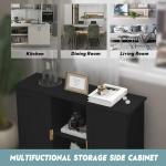 TaoHFE Black Buffet Cabinet,Modern Narrow Sideboard Buffet Cabinet Wooden Side Table with Storage,Black Accent Cabinets for Living Room