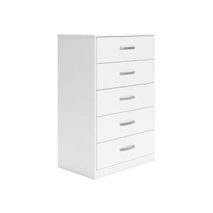 Signature Design by Ashley Flannia Casual 5 Drawer Chest of Drawers with Dovetail Construction and Safety Stop, White
