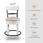 Signature Design by Ashley Valebeck 24.5" Modern Swivel Counter Height Barstool, Whitewash
