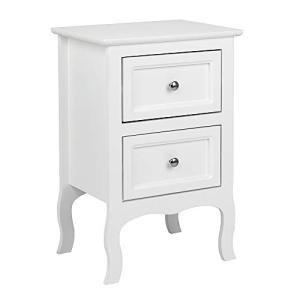 Bonnlo White Nightstand with 2 Drawers, Night Stands for Bedrooms, Small Bed Side Table/White Night Stand with Drawers for Small Spaces, College Dorm, Kids’ Room, Living Room, French, 16W x 12D x 24H