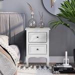 Bonnlo White Nightstand with 2 Drawers, Night Stands for Bedrooms, Small Bed Side Table/White Night Stand with Drawers for Small Spaces, College Dorm, Kids’ Room, Living Room, French, 16W x 12D x 24H