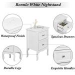 Bonnlo White Nightstand with 2 Drawers, Night Stands for Bedrooms, Small Bed Side Table/White Night Stand with Drawers for Small Spaces, College Dorm, Kids’ Room, Living Room, French, 16W x 12D x 24H