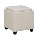 COLAMY Fabric Square Storage Ottoman with Reversible Tray Lid – Multi-Functional Footrest, Hidden Storage, Sturdy & Stylish Small Coffee Table for Living Room, Bedroom, or Entryway(Beige)