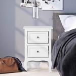 Bonnlo White Nightstand with 2 Drawers, Night Stands for Bedrooms, Small Bed Side Table/White Night Stand with Drawers for Small Spaces, College Dorm, Kids’ Room, Living Room, French, 16W x 12D x 24H