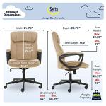 Serta Hannah Executive Home Office Desk Chair, Ergonomic Mid-Back with Lumbar Support, Firm Seat Cushion, Layered Body Pillows, Padded Armrests, Swivel Base, Easy Assembly, Microfiber, Beige