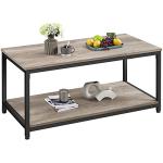 Yaheetech 39.5" 2-Tier Coffee Table with Storage Shelve, Industrial Gray Coffee Table, Easy Assembly, Wooden Center Tables for Living Room & Small Space, Gray