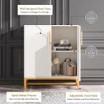 Tribesigns Modern Sideboards, Buffet Cabinet with 4 Doors and Adjustable Shelves (White)