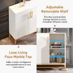 Tribesigns Modern Sideboards, Buffet Cabinet with 4 Doors and Adjustable Shelves (White)