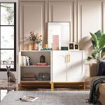 Tribesigns Modern Sideboards, Buffet Cabinet with 4 Doors and Adjustable Shelves (White)