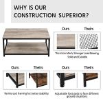 Yaheetech 39.5" 2-Tier Coffee Table with Storage Shelve, Industrial Gray Coffee Table, Easy Assembly, Wooden Center Tables for Living Room & Small Space, Gray