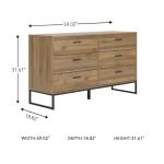 Signature Design by Ashley Deanlow Mid-Century Modern 6 Drawer Dresser with Safety Stop for Bedroom, Light Brown & Black