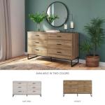 Signature Design by Ashley Deanlow Mid-Century Modern 6 Drawer Dresser with Safety Stop for Bedroom, Light Brown & Black