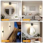 Morauroral Battery Operated Wall Sconces Set of 2, Dimmable Battery Wall Sconce with Remote Control, Black Gold LED Rechargeable Sconces, 24 Inch Modern Wireless Wall Lights for Bedroom, Living Room