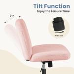 DUMOS Criss Cross Chair with Wheels, Legged Office Armless Wide Desk Seat with Dual-Purpose Base, Adjustable Swivel Teddy Fabric Task Vanity Home Bedroom, Pink