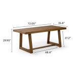 Plank+Beam 72 Inch Farmhouse Dining Table, Solid Wood Rustic Kitchen Table, Large Wooden Rectangular Dinner Table for Dining Room, Home Office, Living Room Furniture, Easy Assembly, Pecan Wirebrush