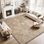 yongyangjuxin Fluffy Rug Shaggy Area Rug, Beige 8x10 Area Rugs for Living Room, Large Shag Area Rugs for Bedroom Kids Room Home Decor, Upgrade Anti-Skid Rectangular Fuzzy Rugs