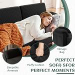 Vongrasig Convertible Sectional Couches, 3 Seat L Shaped Couch Sofa with Removable Pillows Linen Fabric Small Couch Mid Century for Living Room, Apartment and Office Black