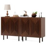 Tribesigns Set of 2 Sideboard Buffet with Storage, 59" Buffet Sideboard Cabinet with Adjustable Shelves, Accent Storage Cabinet for Living Room, Dark Brown