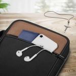 FINPAC Bible Cover, Carrying Book Case Church Bag Bible Protective with Handle and Zippered Pocket, Gift for Mother Lady Women Men, Black & Brown