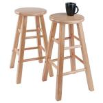 Winsome Element 2-Piece 24In Counter Stool Set, Natural Finish, Solid Wood, Modern Design