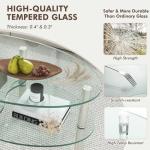 Tangkula Glass Coffee Table, Modern Furniture Decor 2-Tier Modern Oval Smooth Glass Tea Table End Table for Home Office with 2 Tier Tempered Glass Boards & Sturdy Chrome Plated Legs