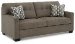 Signature Design by Ashley Mahoney Contemporary 2-in-1 Tufted Sofa Sleeper with Folding Gel Memory Foam Mattress, Full, Dark Brown