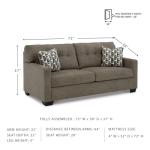 Signature Design by Ashley Mahoney Contemporary 2-in-1 Tufted Sofa Sleeper with Folding Gel Memory Foam Mattress, Full, Dark Brown