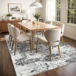 8x10 Area Rugs for Living Room: Abstract Washable Rug with Anti-Slip Backing Non-Shedding Stain-Resistant Soft Modern Large Carpet for Bedroom Dining Room Farmhouse Nursery Home Office Black