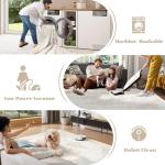 Area Rug 8x10 Washable Rug, Vintage Boho Medallion Rugs Non-Slip Soft Low Pile Large Distressed Rug Indoor Retro Carpet for Living Room Bedroom Dining Room Home Office (Beige, 8'x10')