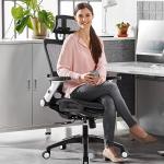 COLAMY Ergonomic Mesh Office Chair with Footrest, High Back Computer Executive Desk Chair with Headrest and 4D Flip-up Armrests, Adjustable Tilt Lock and Lumbar Support-Black