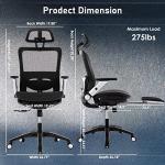 COLAMY Ergonomic Mesh Office Chair with Footrest, High Back Computer Executive Desk Chair with Headrest and 4D Flip-up Armrests, Adjustable Tilt Lock and Lumbar Support-Black