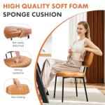 Sweetcrispy Dining Chairs Set of 4, Upholstered Mid Century Modern Kitchen Dining Room Accent Chairs with Faux Leather Cushion Seat & Metal Legs for Kitchen, Living Room - Brown