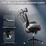 COLAMY Ergonomic Mesh Office Chair with Footrest, High Back Computer Executive Desk Chair with Headrest and 4D Flip-up Armrests, Adjustable Tilt Lock and Lumbar Support-Black