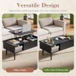 OLIXIS Wood Lift Top Coffee Table with Hidden Compartment and Large Storage Shelf, Lift Tabletop Dining Center Table for Home Living Room Office, Black