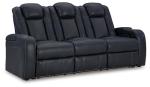 Signature Design by Ashley Fyne-Dyme Contemporary Power Reclining Sofa with USB Charging Ports and Adjustable Headrest, Blue