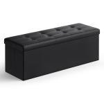SONGMICS MAZIE Collection - 43 Inches Folding Storage Ottoman Bench, Ottoman with Storage, Foot Rest Stool, Load 660 lb, for Living Room, Synthetic Leather, Black ULSF701