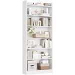 Yaheetech 7-Tier Open Bookcase and Bookshelf, Modern Simple Floor Standing Display Storage Shelves with Top Open Compartment for Home Office, Living Room, Bed Room - White