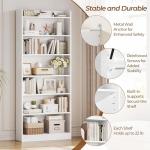 Yaheetech 7-Tier Open Bookcase and Bookshelf, Modern Simple Floor Standing Display Storage Shelves with Top Open Compartment for Home Office, Living Room, Bed Room - White