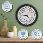 DayClocks Time & Week-Day Wall Clock with Solid Plastic Frame – Weekly Analog Clock with Days, Hours & Minutes – Quiet Wall Mounted Clock - Ideal Retirement Gift for Men & Women, Black, 12"