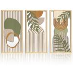 IARTTOP Boho Mid-century Modern Wood Wall Art 16x32 Inch Large Green Abstract Wood Wall Decor Mid Century Bohemian Artwork for Bedroom Living Room Office Kitchen Set of 3