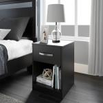 Signature Design by Ashley Finch Modern 1 Drawer Night Stand with Open Cubby, Black