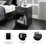 Signature Design by Ashley Finch Modern 1 Drawer Night Stand with Open Cubby, Black
