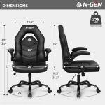 N-GEN Video Gaming Chair Ergonomic Computer Desk Office Chair with Lumbar Support Adjustable Height Swivel Wheels Flip-Up Arms PU Leather Home and Office (Black)