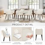 COLAMY Upholstered Dining Chairs Set of 6, Modern Fabric Dining Room Kitchen Side Chair with Padded Seat and Wood Legs for Restaurant/Cafe, Beige